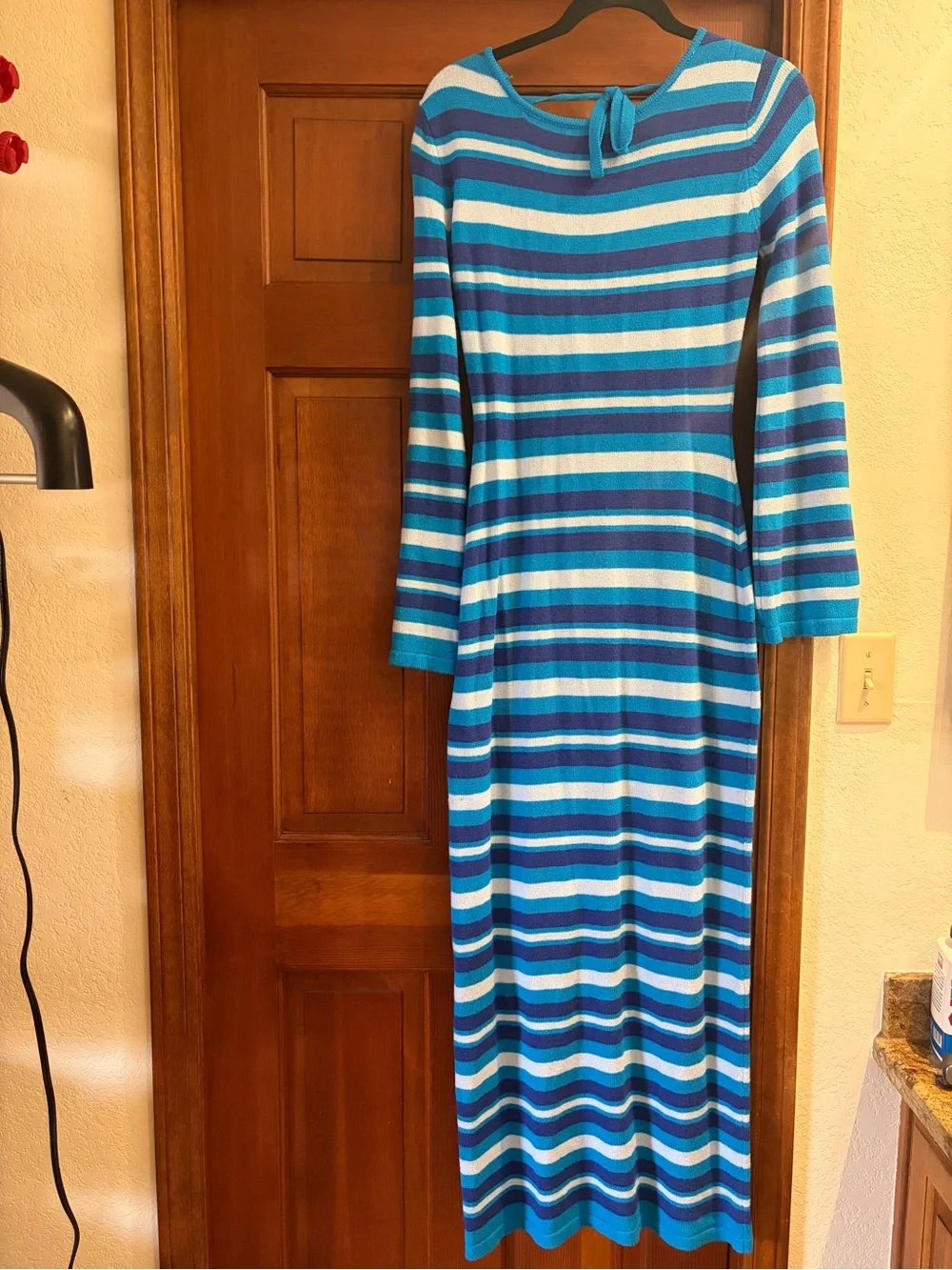 Blue Striped Long Sleeve Maxi Dress - Picture 1 of 4